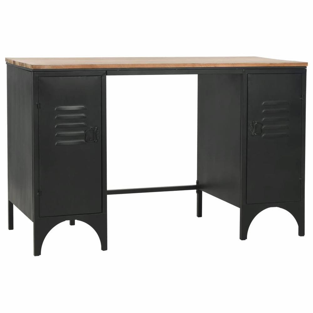 vidaXL Double Pedestal Desk Solid Firwood and Steel 47.2"x19.6"x29.9", 246422. Picture 6