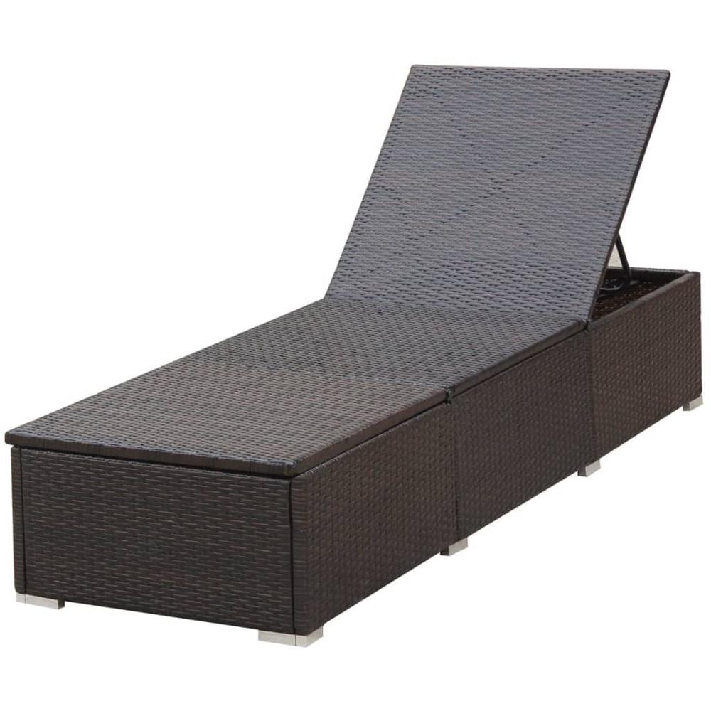 vidaXL Sun Lounger with Cushion Poly Rattan Brown, 44403. Picture 6