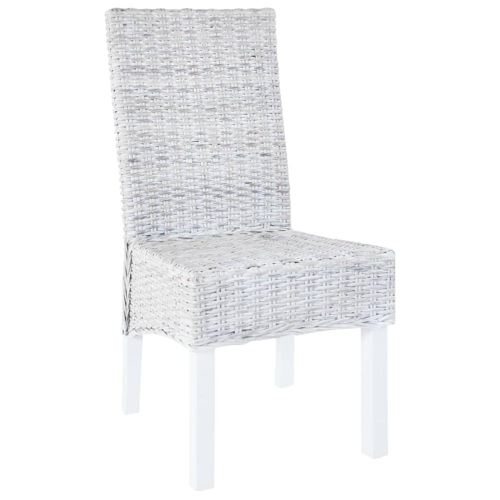 vidaXL Dining Chairs 2 pcs Gray Kubu Rattan and Mango Wood, 246654. Picture 2
