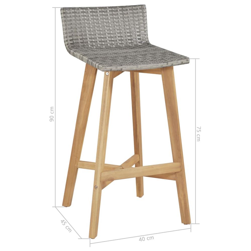 vidaXL Bar Chairs 2 pcs Solid Acacia Wood, 44229. Picture 5