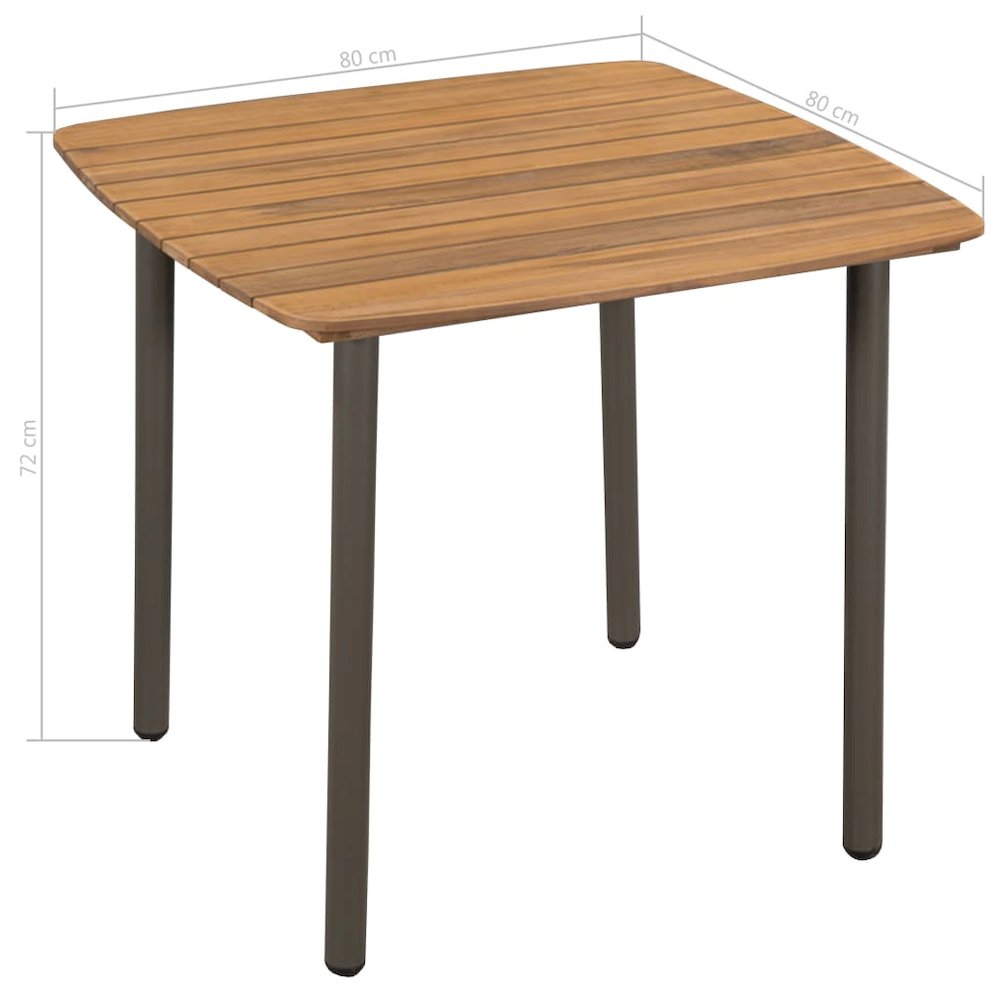 vidaXL Garden Table 31.5"x31.5"x28.3" Solid Acacia Wood and Steel, 44233. Picture 4