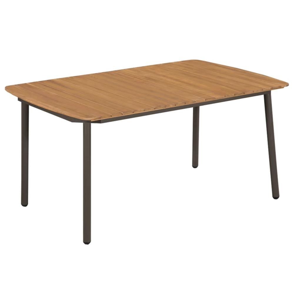 vidaXL Garden Table 59"x35.4"x28.3" Solid Acacia Wood and Steel, 44234. Picture 1