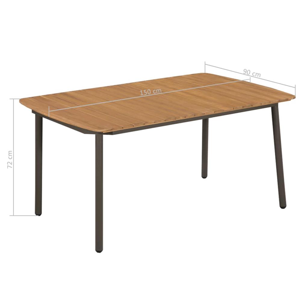vidaXL Garden Table 59"x35.4"x28.3" Solid Acacia Wood and Steel, 44234. Picture 4