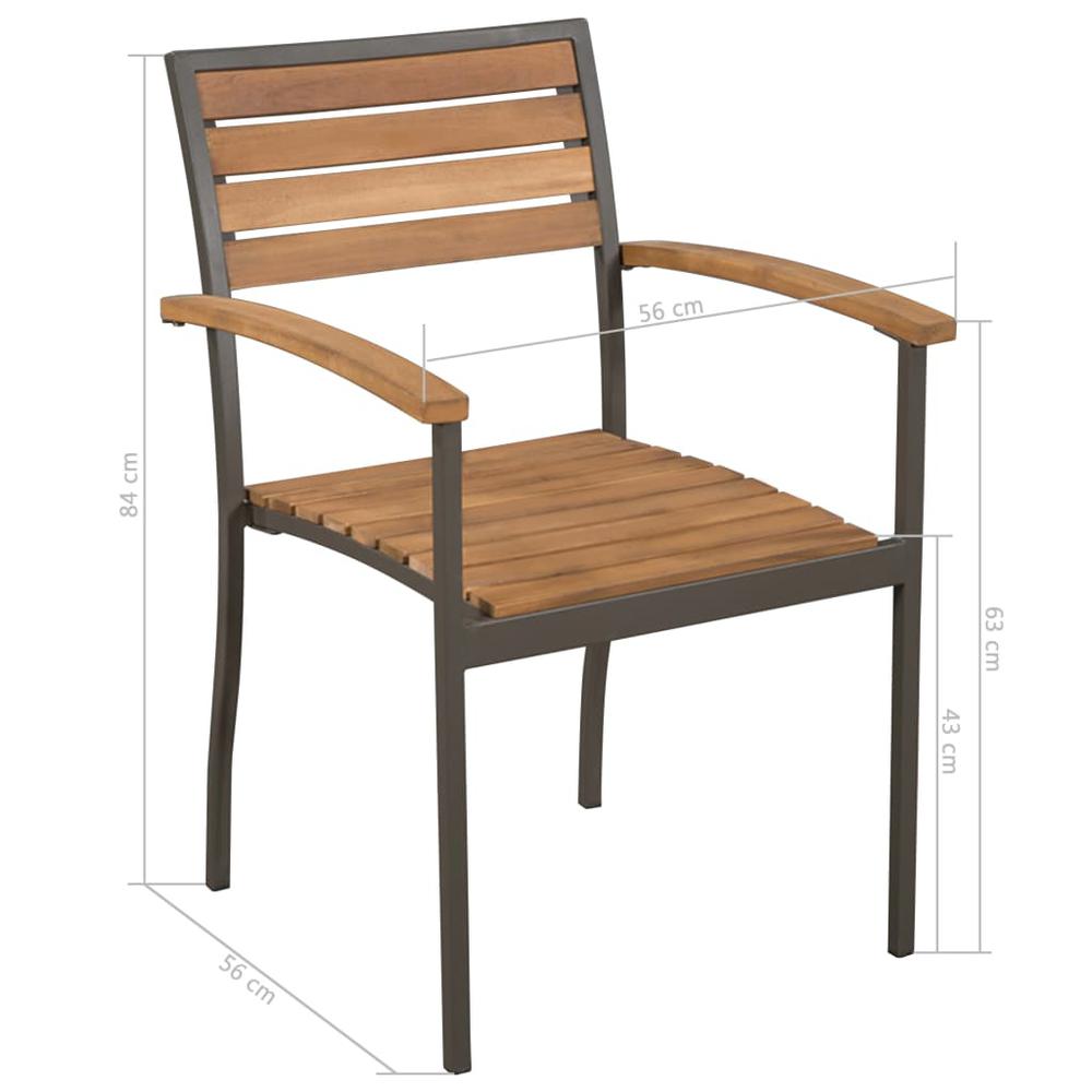 vidaXL Stackable Outdoor Chairs 2 pcs Solid Acacia Wood and Steel, 44236. Picture 5