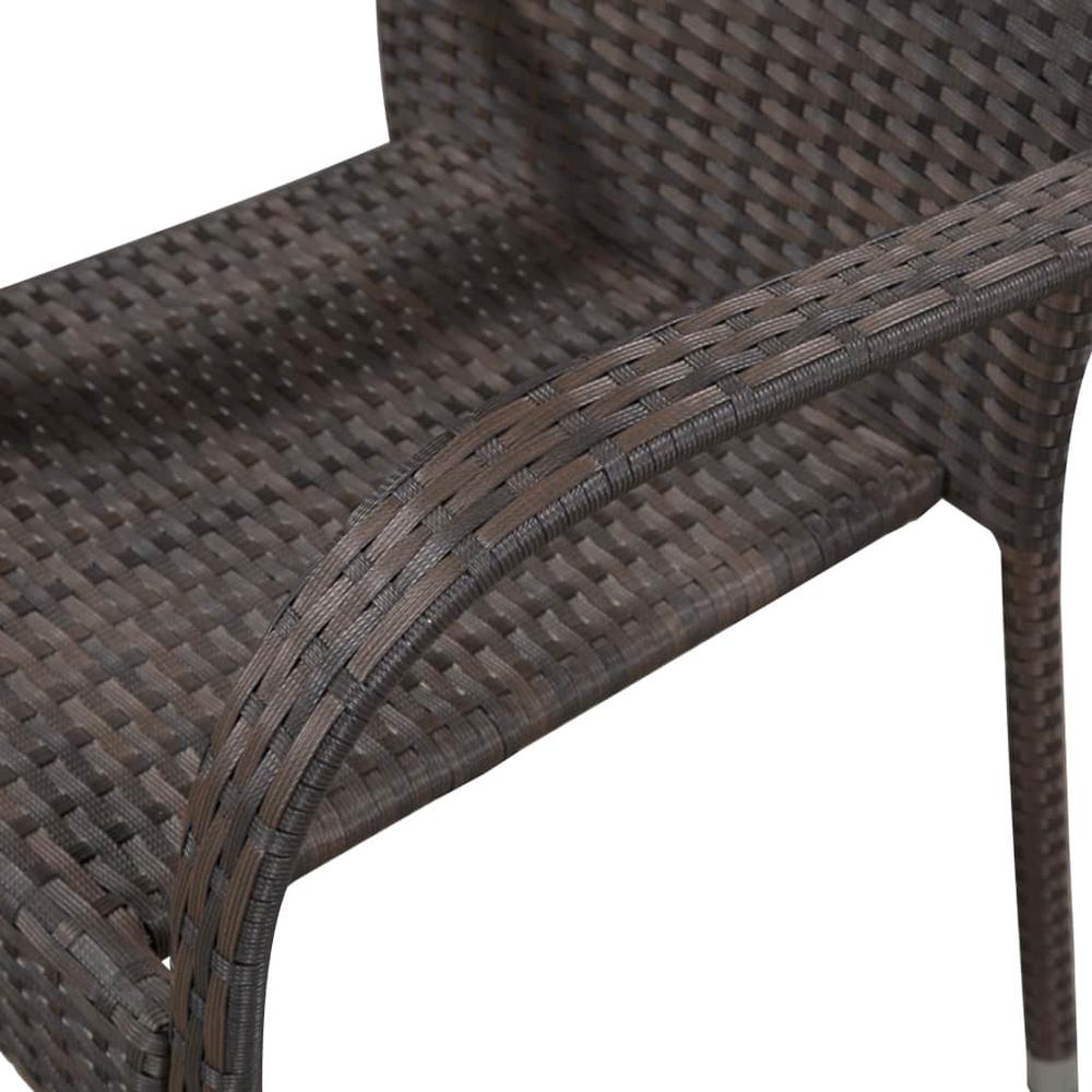 vidaXL Stackable Outdoor Chairs 2 pcs Poly Rattan Brown, 44237. Picture 4