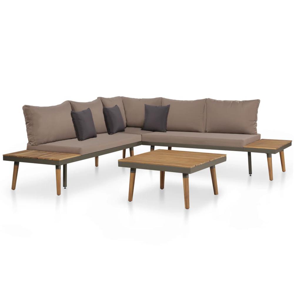 vidaXL 4 Piece Garden Lounge Set with Cushions Solid Acacia Wood Brown, 44240. The main picture.