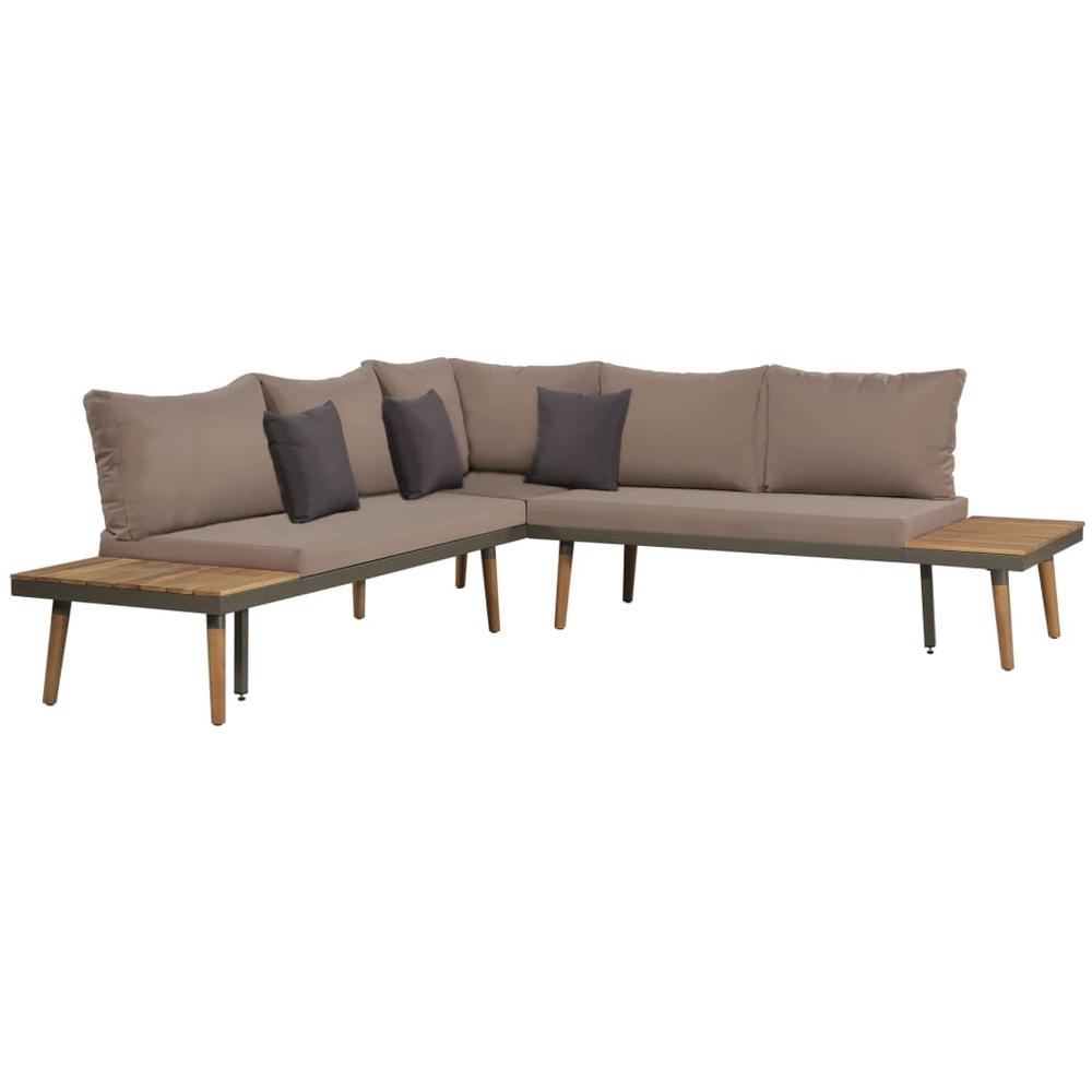 vidaXL 4 Piece Garden Lounge Set with Cushions Solid Acacia Wood Brown, 44240. Picture 2