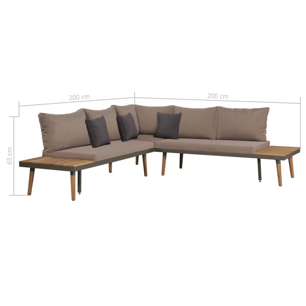 vidaXL 4 Piece Garden Lounge Set with Cushions Solid Acacia Wood Brown, 44240. Picture 7