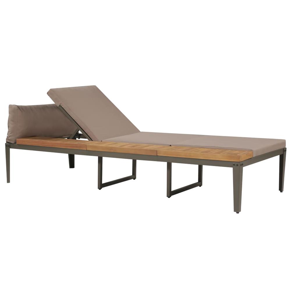 vidaXL Sun Lounger with Cushions Solid Acacia Wood Brown , 44249. Picture 2