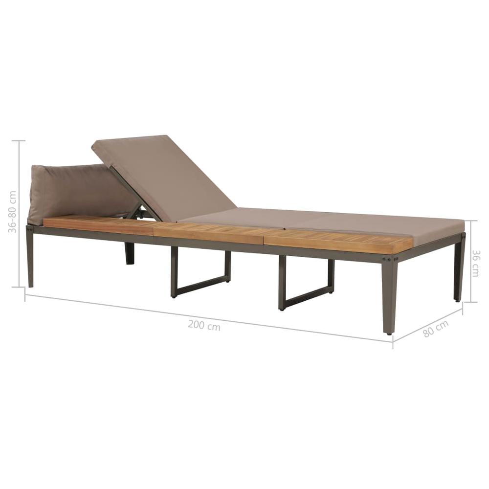 vidaXL Sun Lounger with Cushions Solid Acacia Wood Brown , 44249. Picture 5