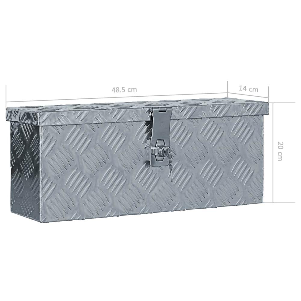 vidaXL Aluminum Box 19.1"x5.5"x7.9" Silver, 142935. Picture 7