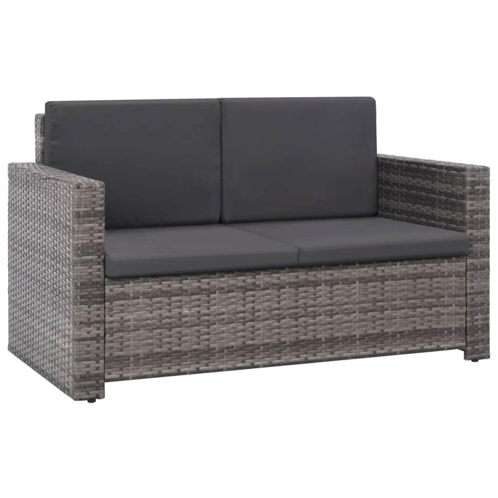 vidaXL 2 Piece Garden Lounge Set with Cushions Poly Rattan Gray, 44422. Picture 4