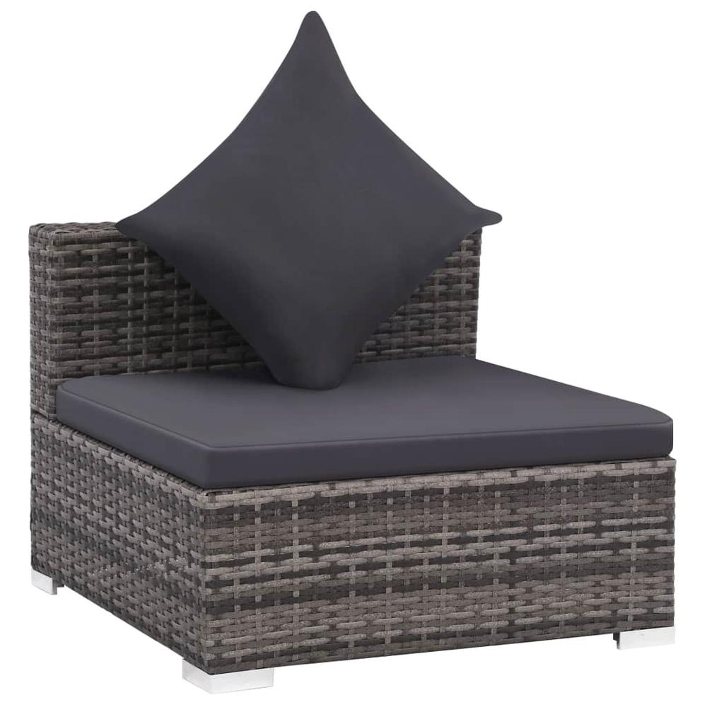 vidaXL 7 Piece Garden Lounge Set with Cushions Poly Rattan Gray, 44428. Picture 7