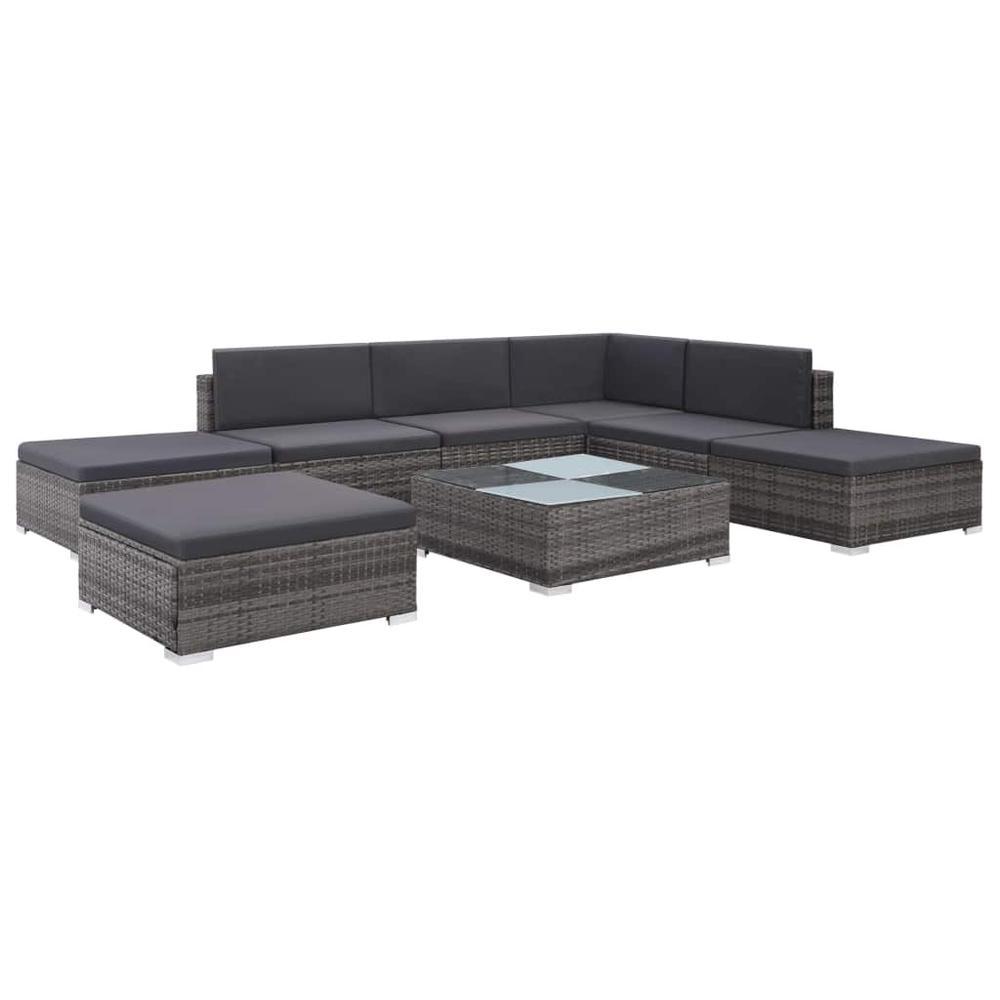vidaXL 8 Piece Garden Lounge Set with Cushions Poly Rattan Gray, 44429. The main picture.