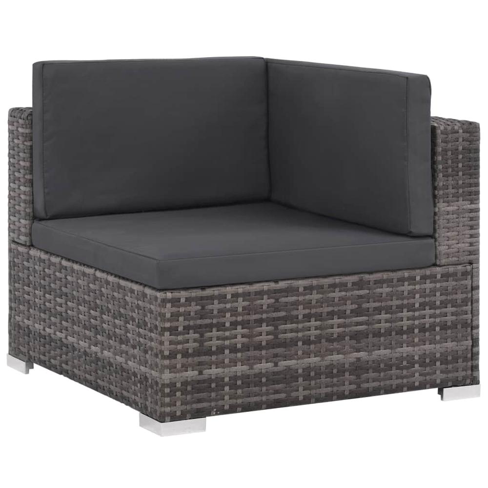 vidaXL 6 Piece Garden Lounge Set with Cushions Poly Rattan Gray, 44432. Picture 2