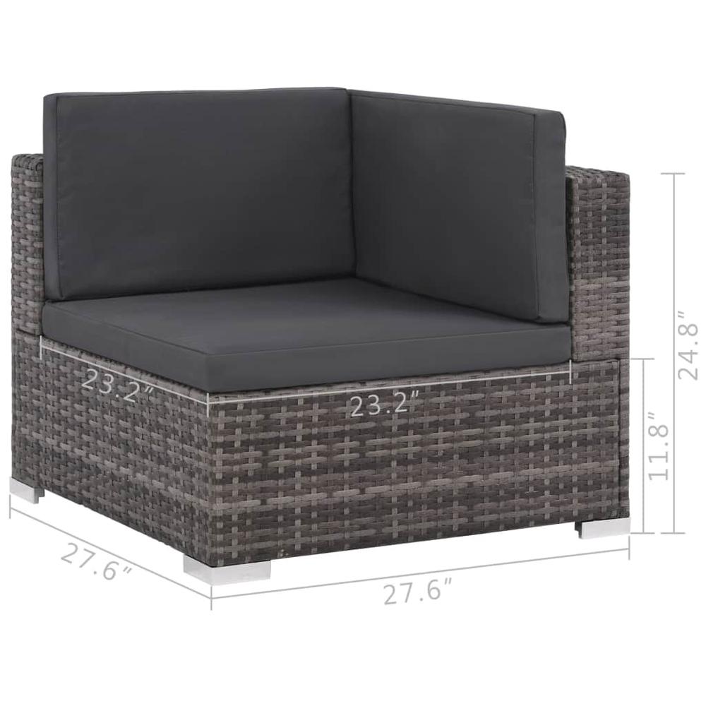 vidaXL 6 Piece Garden Lounge Set with Cushions Poly Rattan Gray, 44432. Picture 6