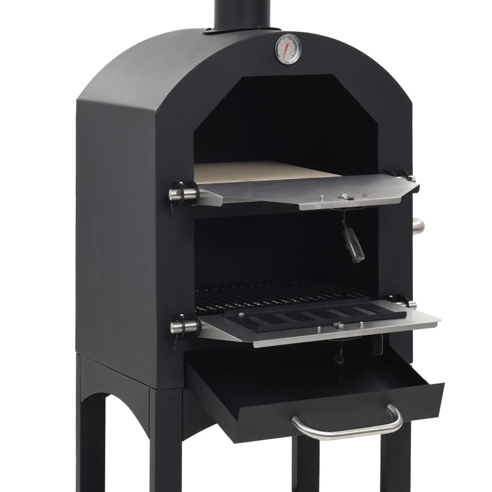 vidaXL Charcoal Fired Outdoor Pizza Oven with Fireclay Stone, 44279. Picture 4