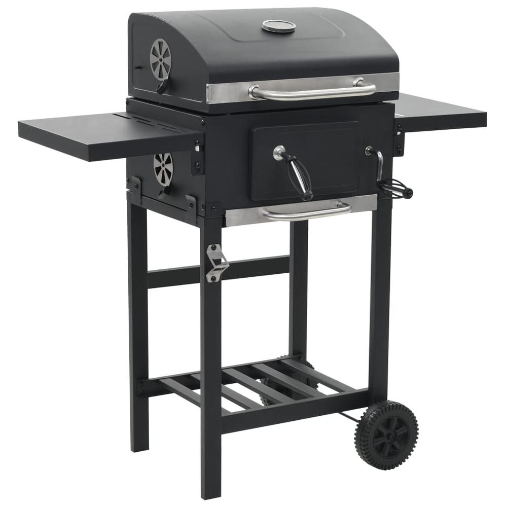 vidaXL Charcoal-Fueled BBQ Grill with Bottom Shelf Black, 44280. Picture 1