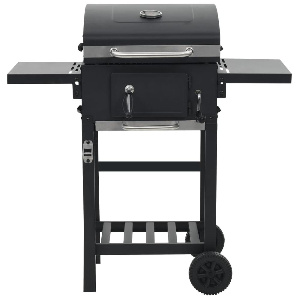 vidaXL Charcoal-Fueled BBQ Grill with Bottom Shelf Black, 44280. Picture 2