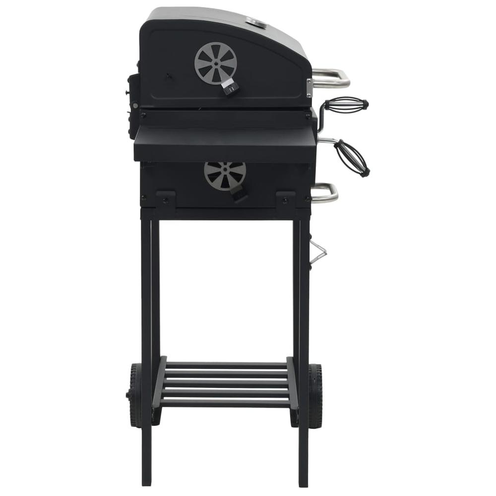 vidaXL Charcoal-Fueled BBQ Grill with Bottom Shelf Black, 44280. Picture 3