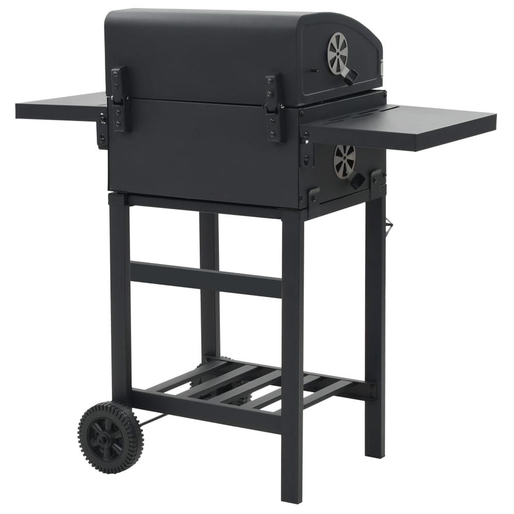 vidaXL Charcoal-Fueled BBQ Grill with Bottom Shelf Black, 44280. Picture 4