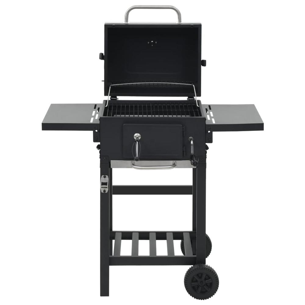 vidaXL Charcoal-Fueled BBQ Grill with Bottom Shelf Black, 44280. Picture 5
