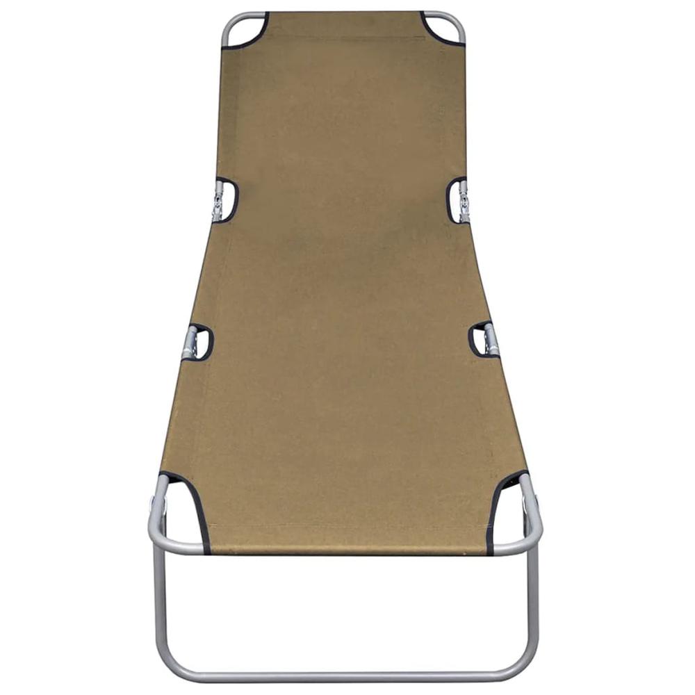 vidaXL Foldable Sunlounger with Adjustable Backrest Taupe, 44294. Picture 3