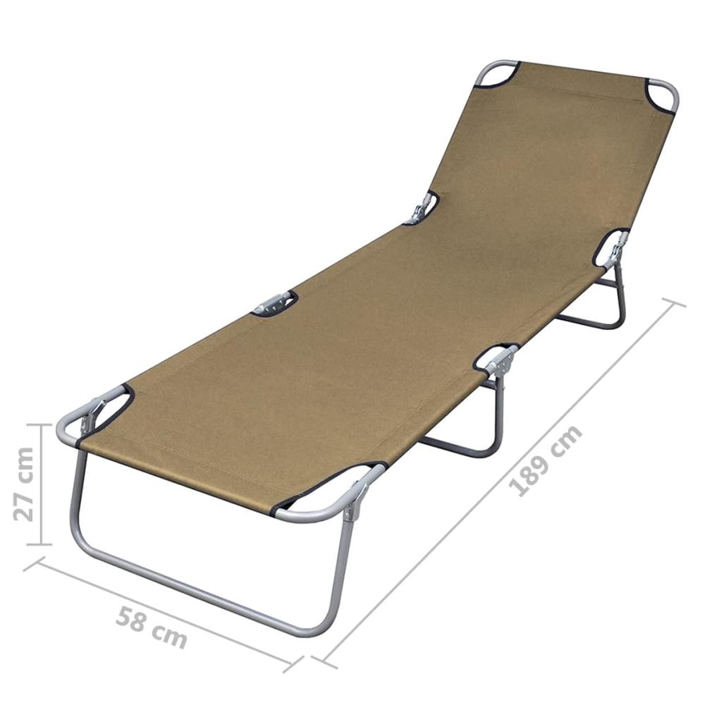 vidaXL Foldable Sunlounger with Adjustable Backrest Taupe, 44294. Picture 6