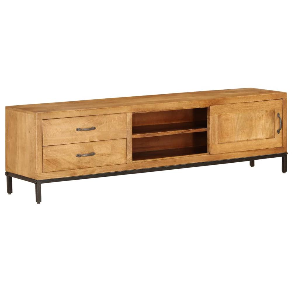 vidaXL TV Cabinet Solid Mango Wood 55.1"x11.8"x15.7", 246786. Picture 1