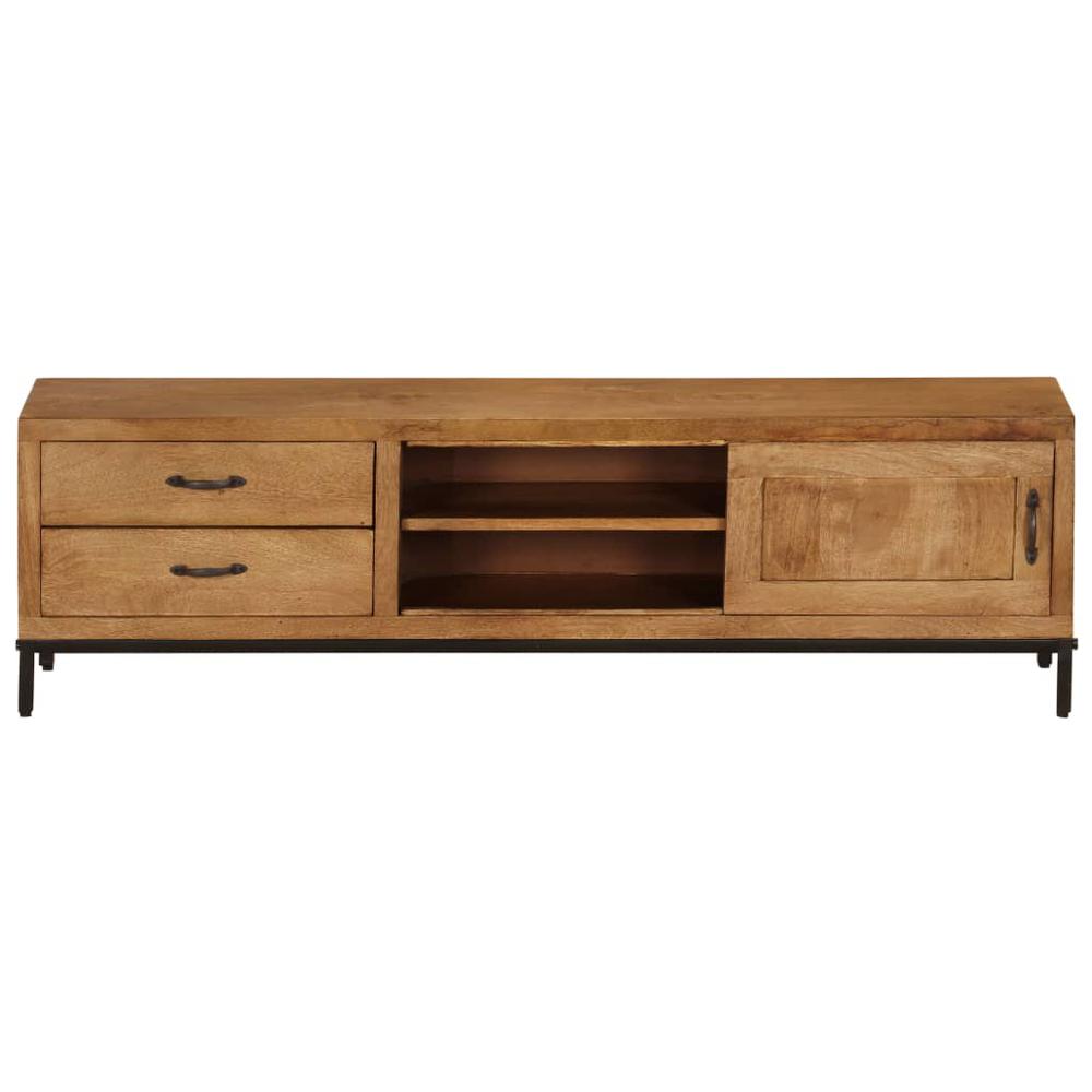 vidaXL TV Cabinet Solid Mango Wood 55.1"x11.8"x15.7", 246786. Picture 2