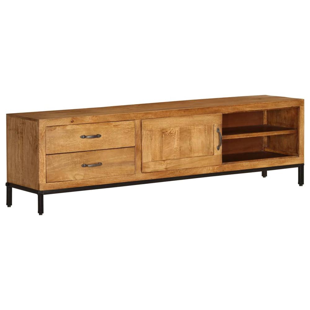 vidaXL TV Cabinet Solid Mango Wood 55.1"x11.8"x15.7", 246786. Picture 7