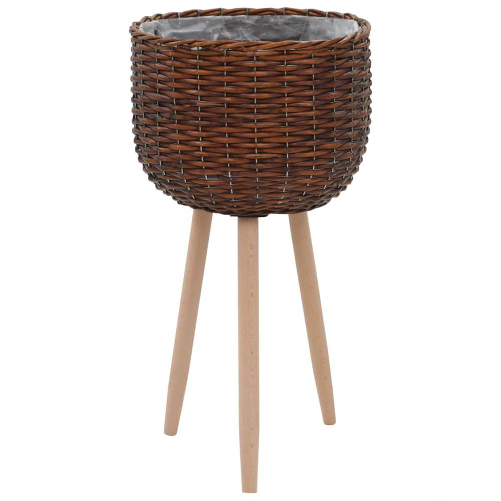 vidaXL Planter Wicker with PE Lining, 246826. Picture 1