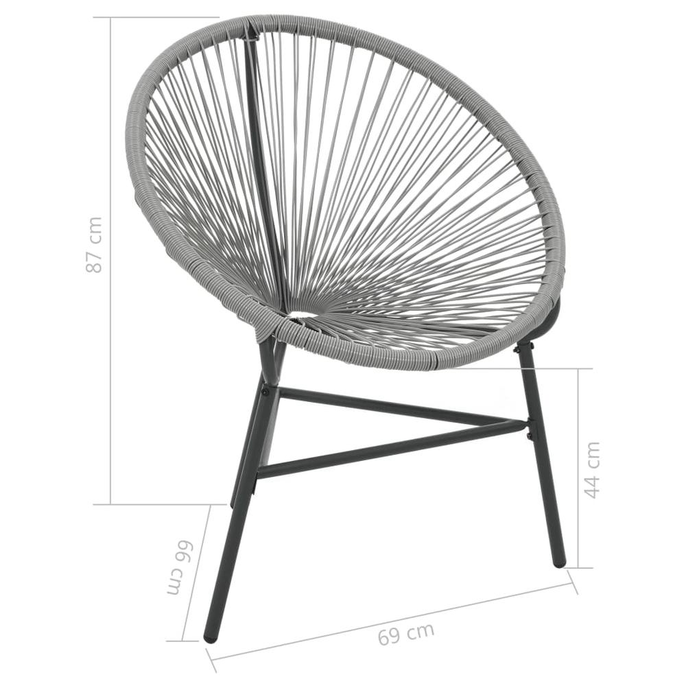 vidaXL Patio Moon Chair Poly Rattan Gray. Picture 7