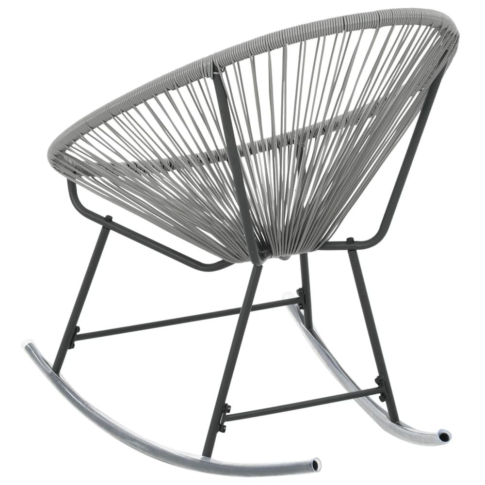 vidaXL Outdoor Rocking Moon Chair Gray Poly Rattan. Picture 5