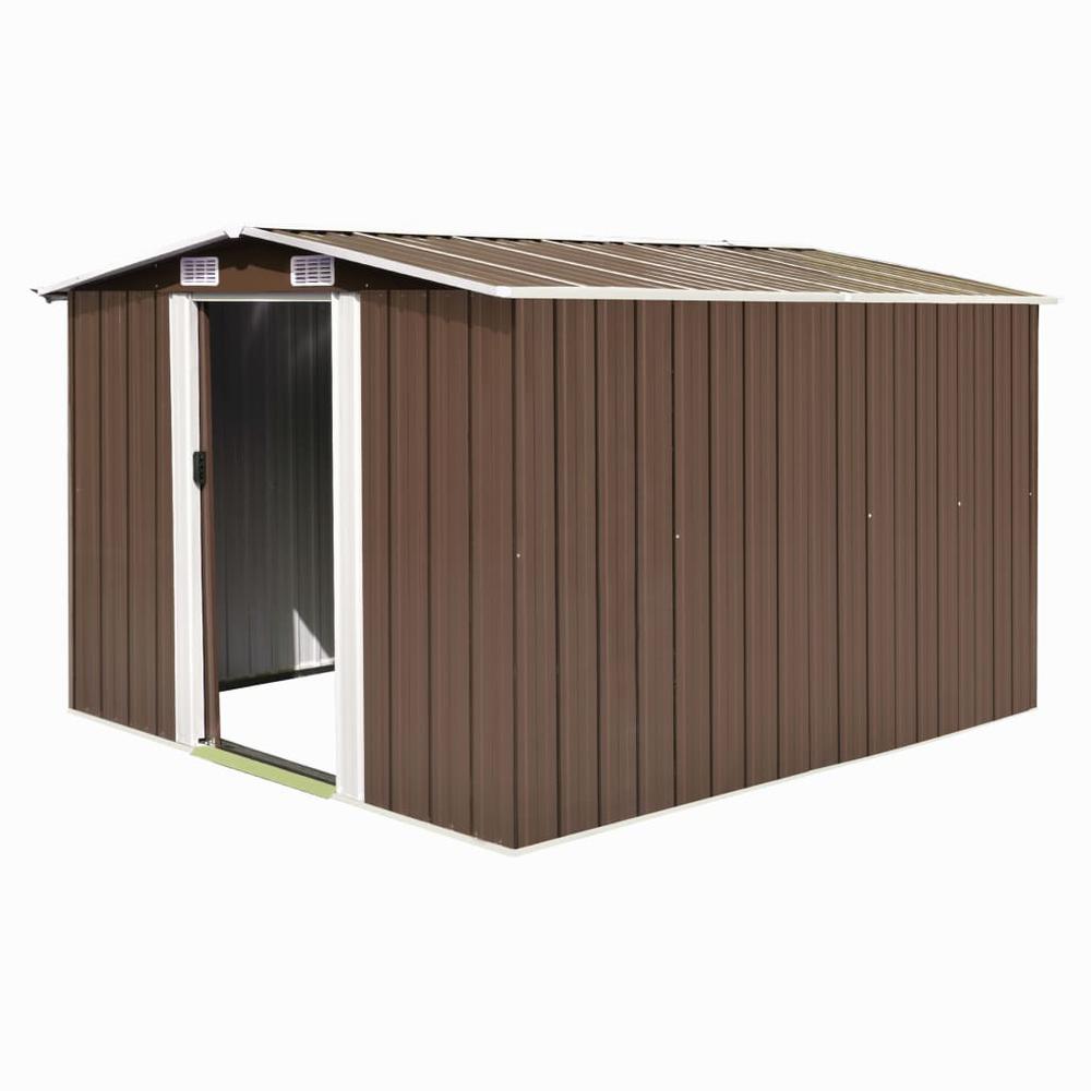 Garden Shed 101.2"x117.3"x70.1" Metal Brown. Picture 9