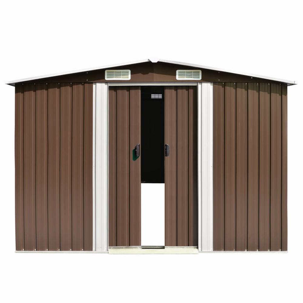 Garden Shed 101.2"x117.3"x70.1" Metal Brown. Picture 1