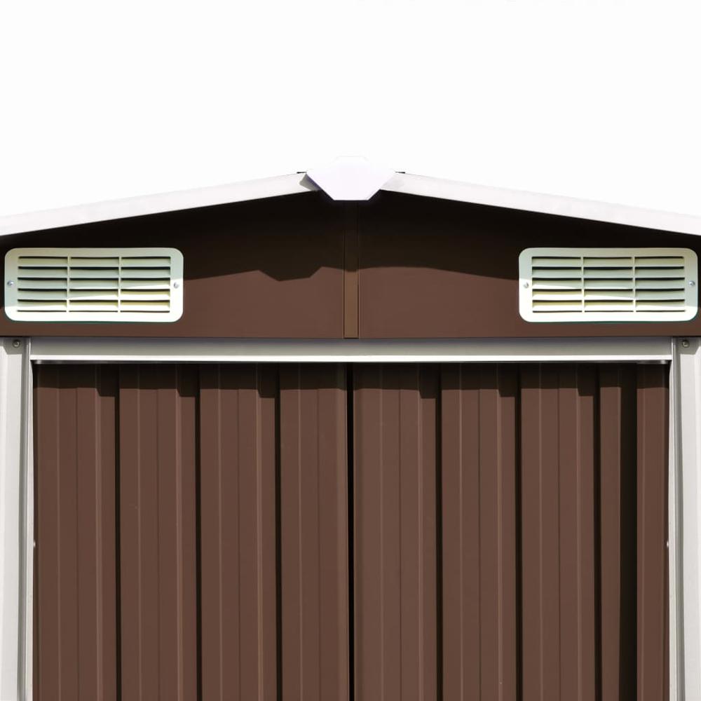 Garden Shed 101.2"x117.3"x70.1" Metal Brown. Picture 4