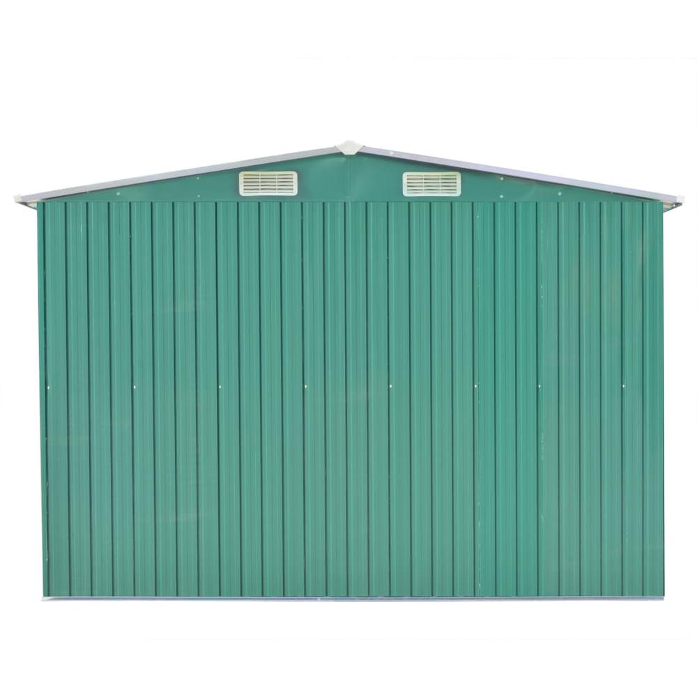 Garden Shed 101.2"x154.3"x71.3" Metal Green. Picture 2