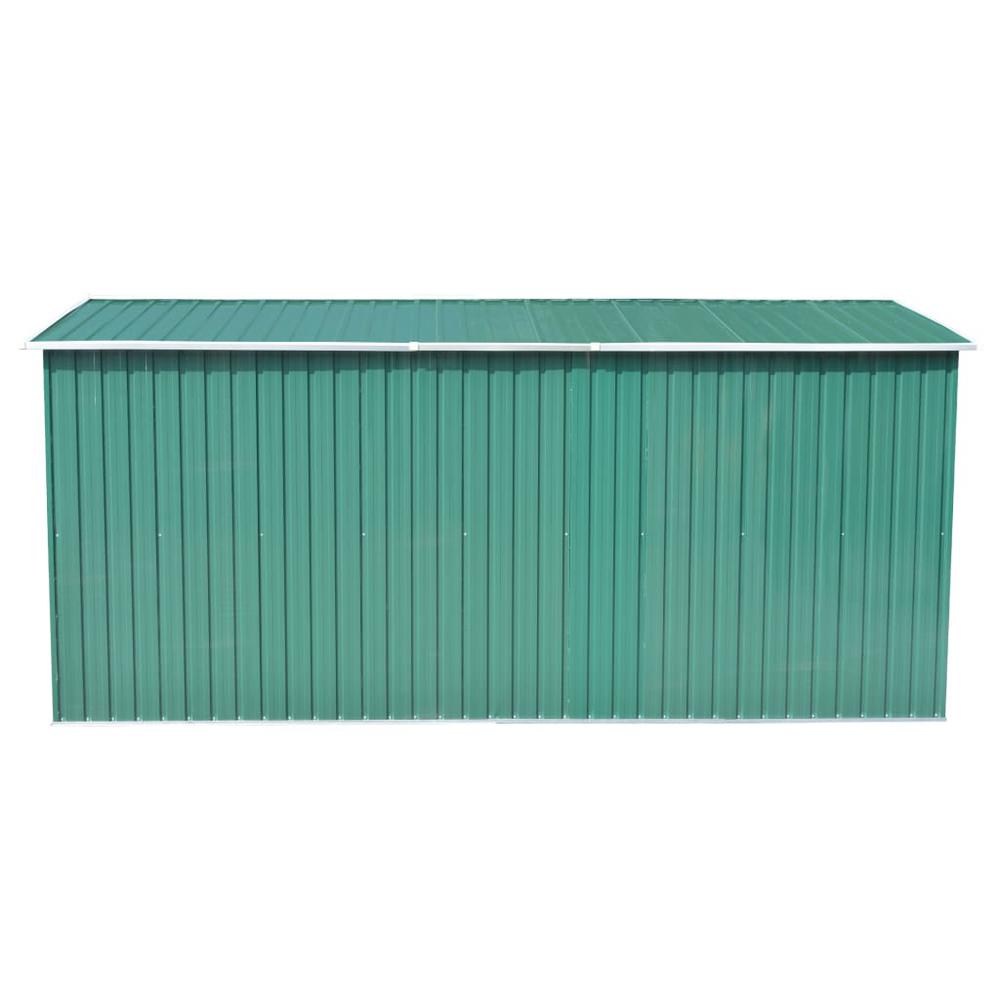 Garden Shed 101.2"x154.3"x71.3" Metal Green. Picture 3