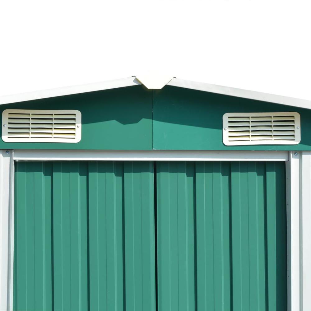Garden Shed 101.2"x154.3"x71.3" Metal Green. Picture 4
