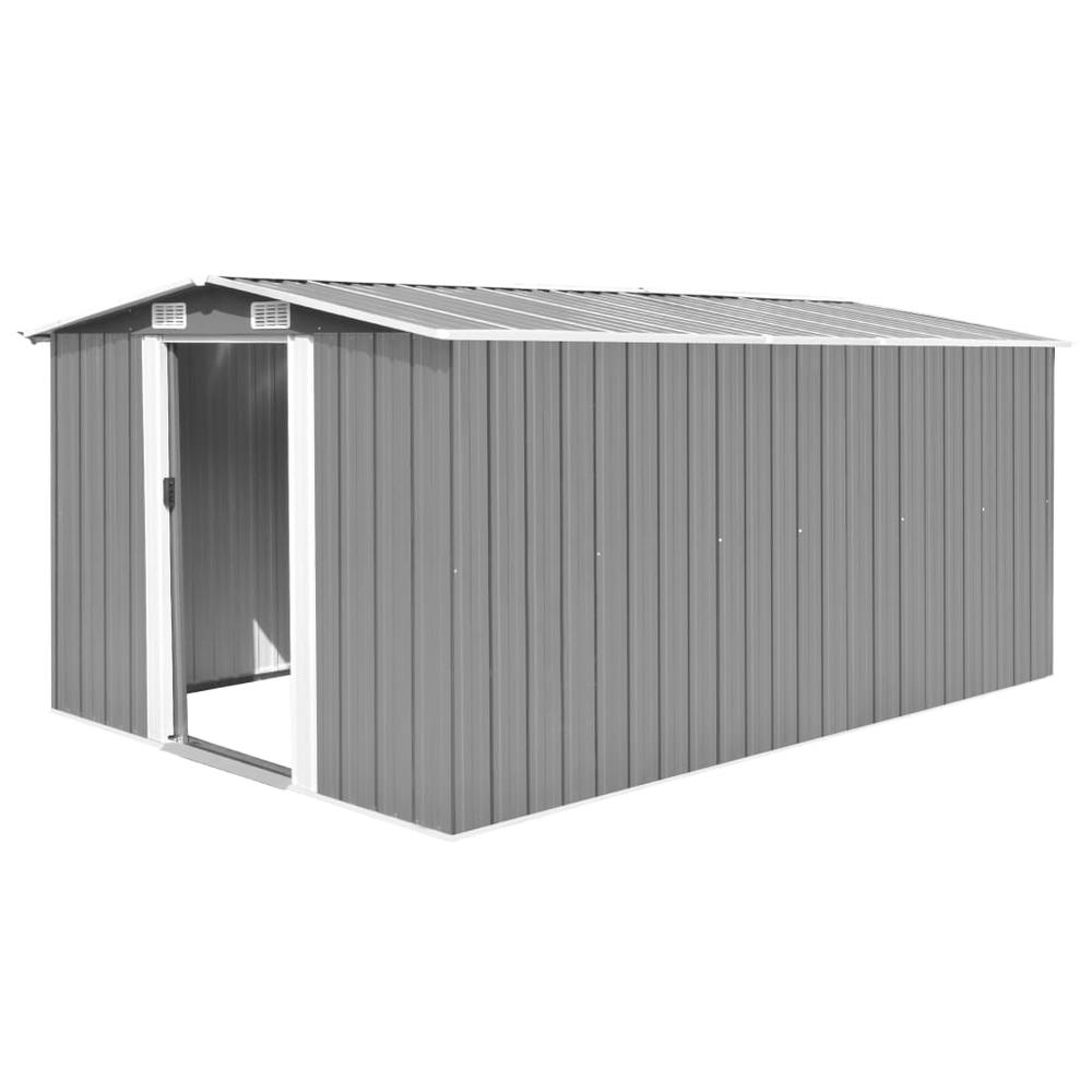 Garden Shed 101.2"x154.3"x71.3" Metal Gray. Picture 9