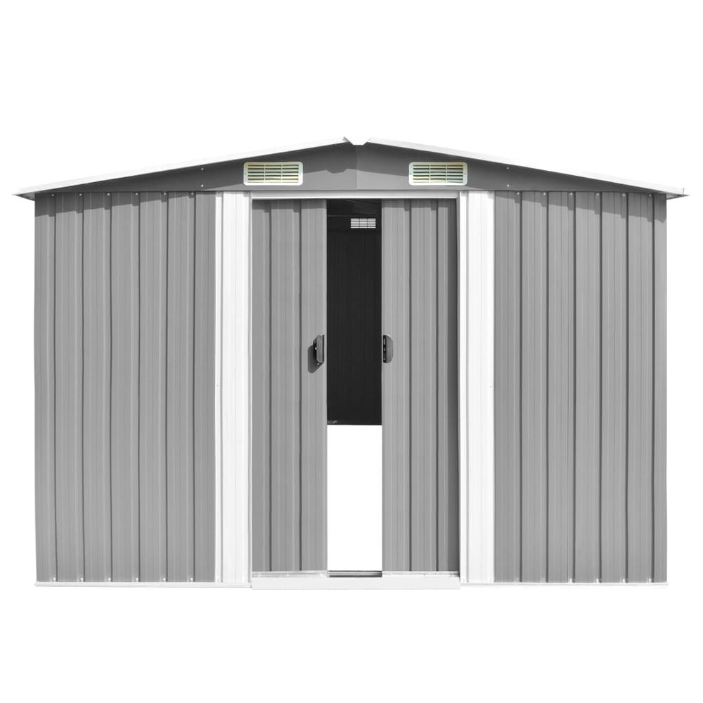 Garden Shed 101.2"x154.3"x71.3" Metal Gray. Picture 1
