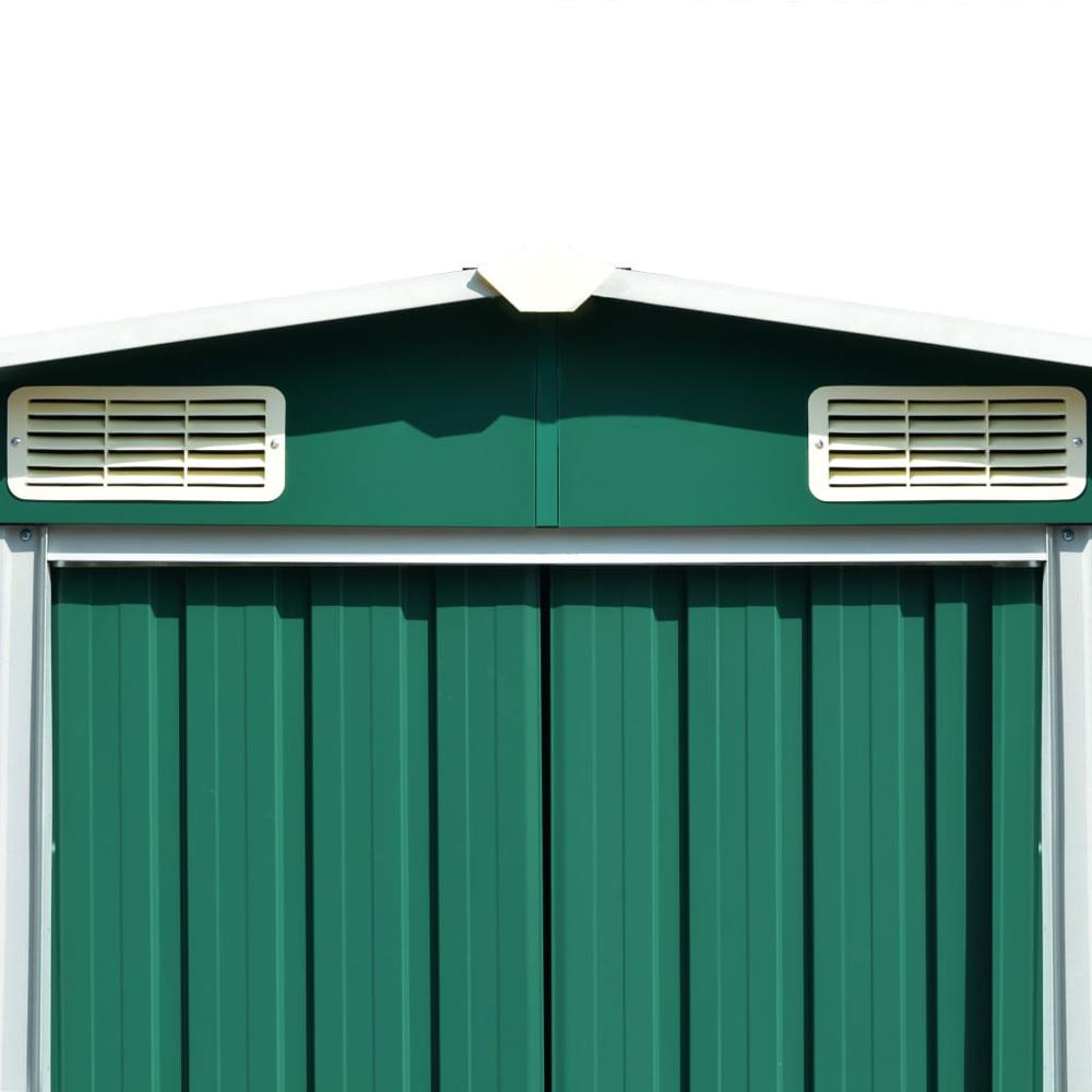 Garden Shed 101.2" x 192.5" x 71.3" Metal Green. Picture 4