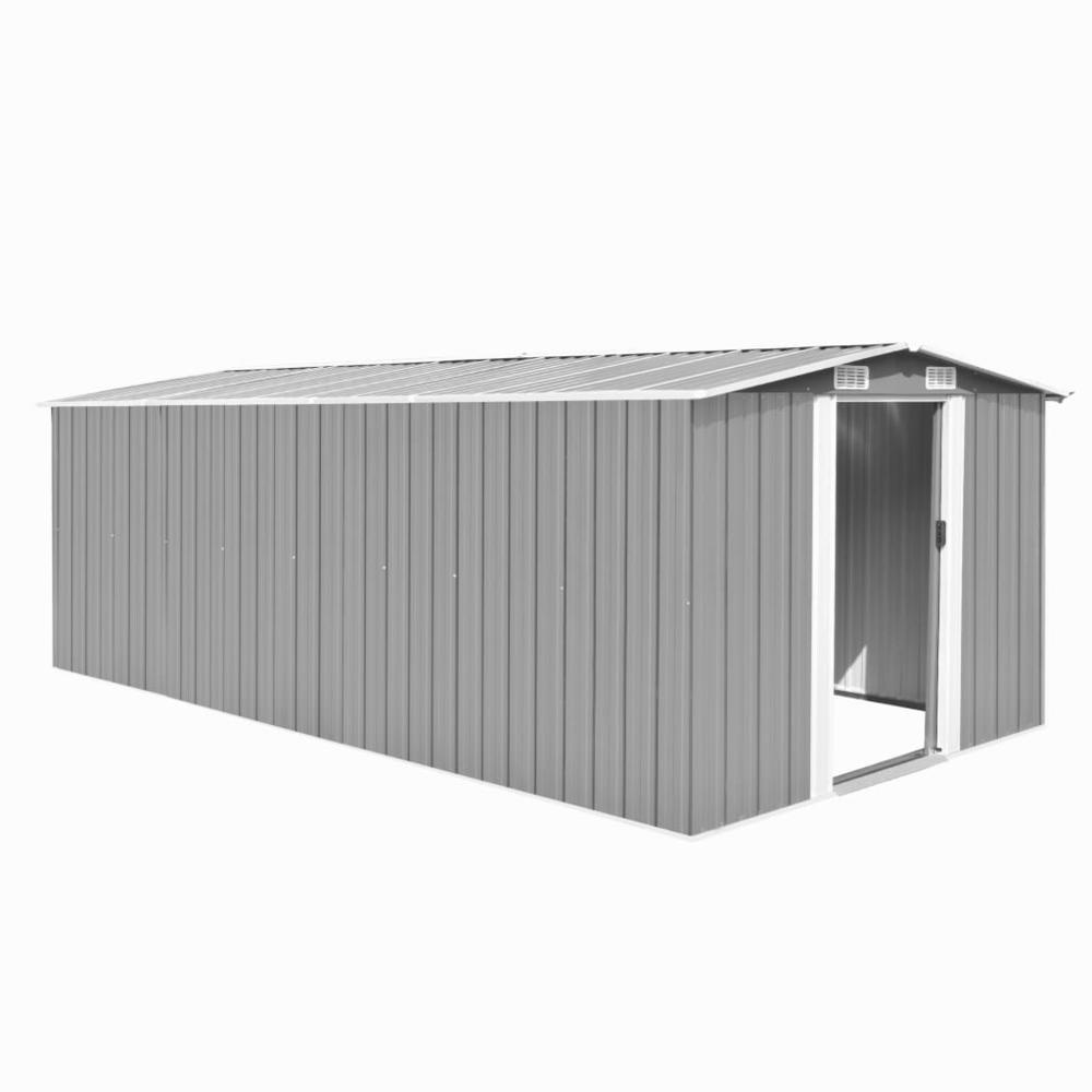 Garden Shed 101.2" x 192.5" x 71.3" Metal Gray. Picture 9