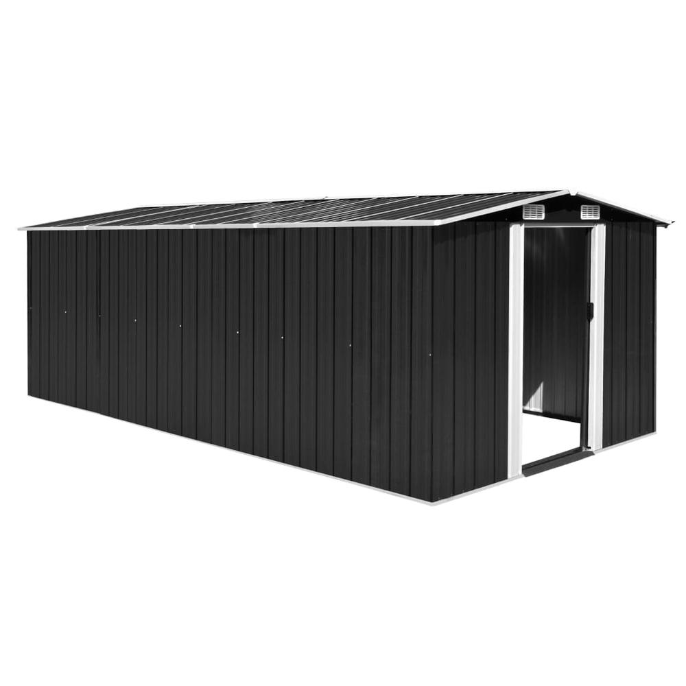 vidaXL Garden Shed 101.2"x192.5"x71.3" Metal Anthracite, 143350. Picture 1
