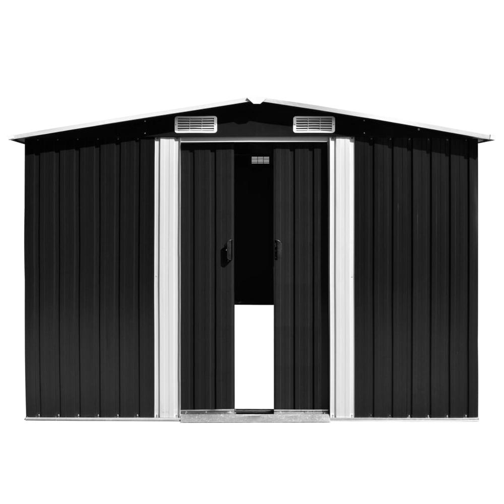 vidaXL Garden Shed 101.2"x192.5"x71.3" Metal Anthracite, 143350. Picture 2