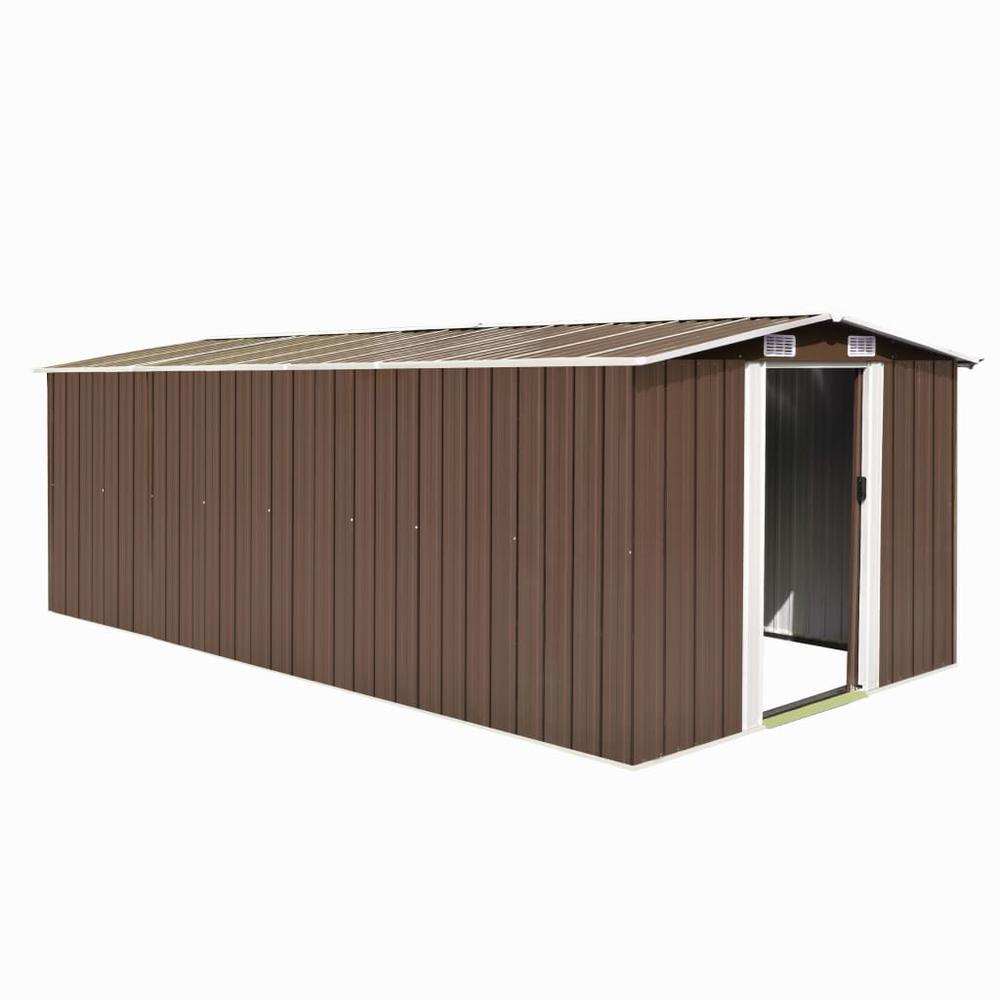 Garden Shed 101.2" x 192.5" x 71.3" Metal Brown. Picture 9