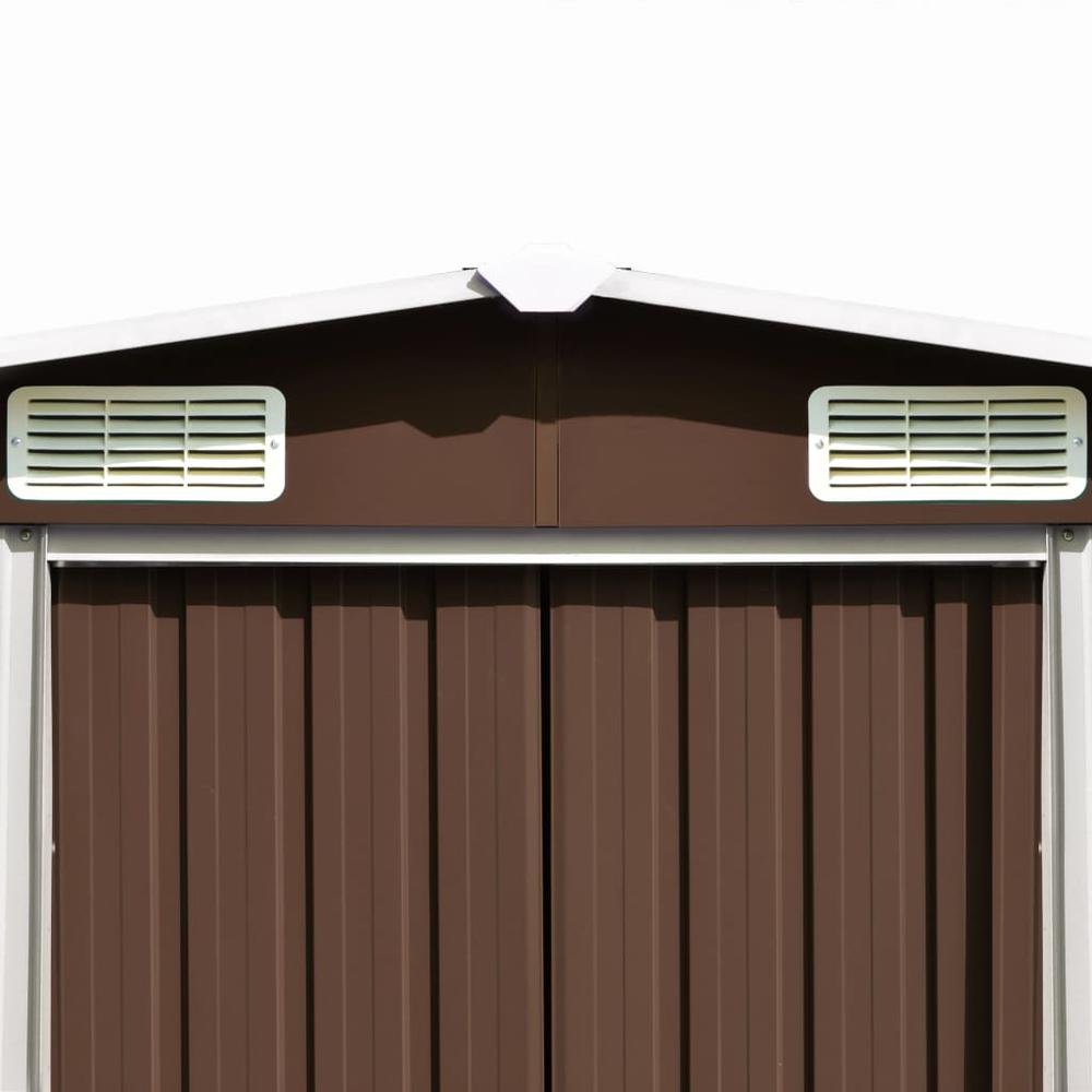 Garden Shed 101.2" x 192.5" x 71.3" Metal Brown. Picture 4