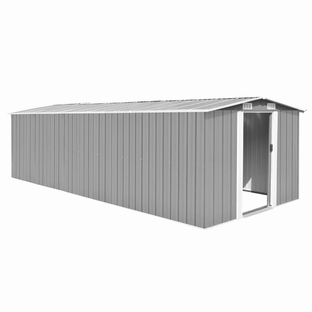 Garden Shed 101.2" x 228.3" x 71.3" Metal Gray. Picture 9
