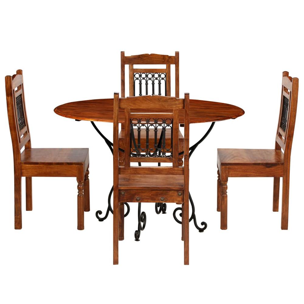 vidaXL Dining Table Set 5 Piece Solid Acacia Wood with Sheesham Finish, 275337. Picture 1